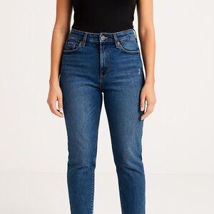 Nine West Jeans Distressed High Rise Straight Ankle Raw hems Size 14